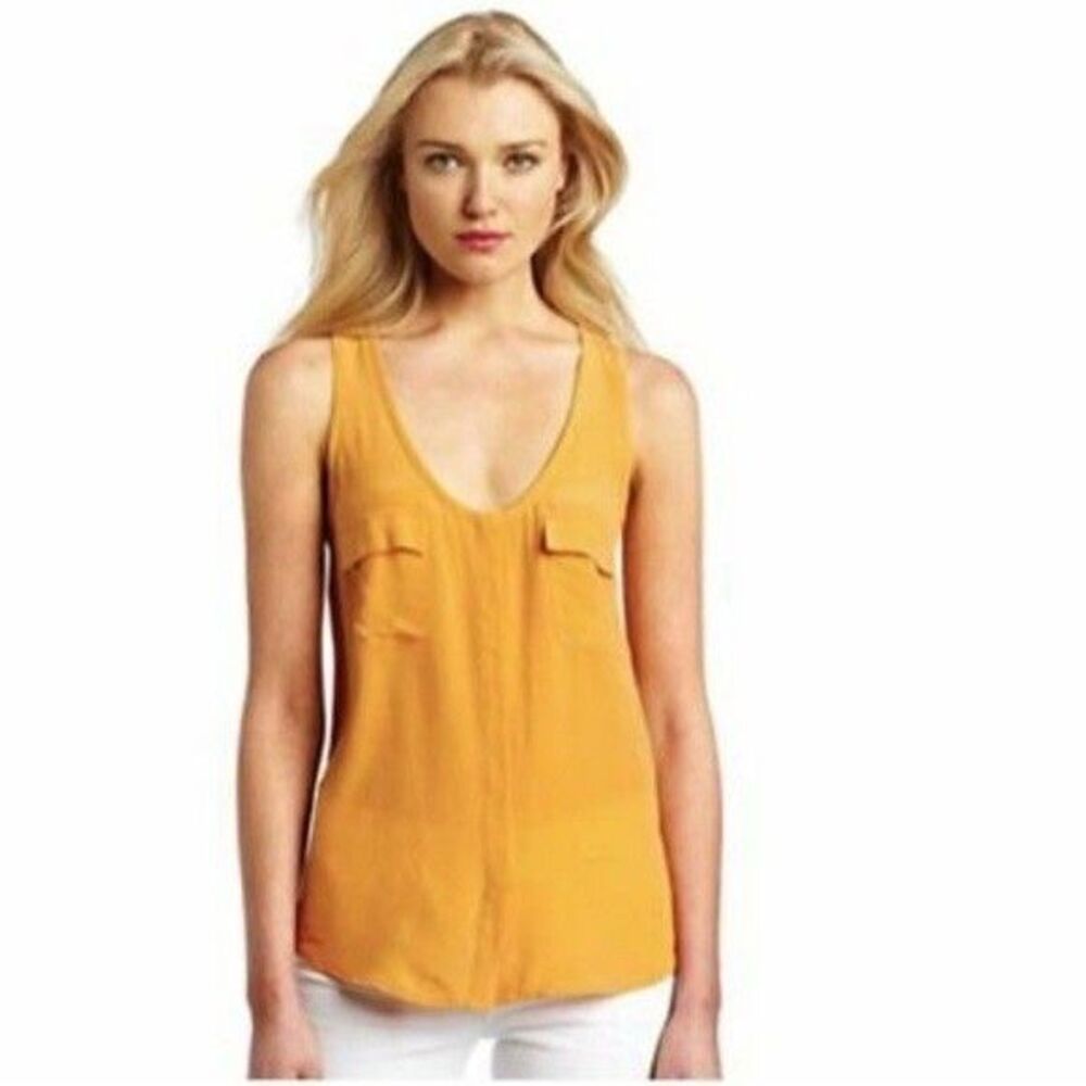 JOIE 100% Silk Tank Blouse XS Light Orange Scoop Neck Lightweight Top EUC B38